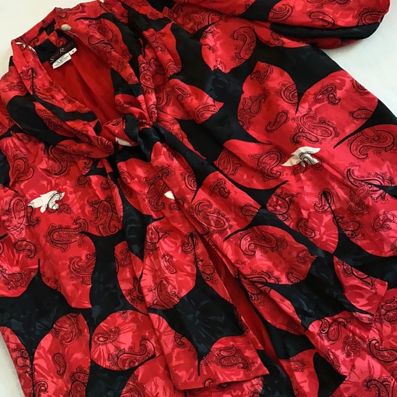 {VTG} Saint Romei | Silk Floral Open Front Tie Puff Sleeve Kimono Tunic Top 8 - Picture 5 of 16